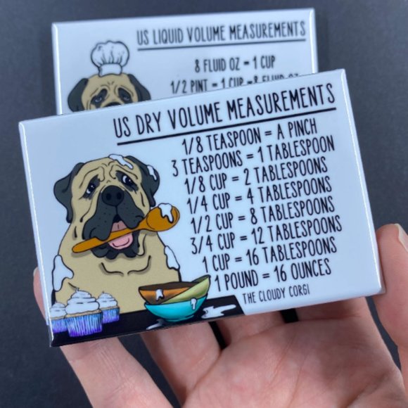 English Mastiff Dog Measuring Chart Magnet Set Kitchen Cooking Baking Guide - Picture 2 of 5